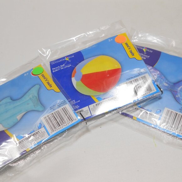 NEW Sand N' Swim inflatable Beach Ball & 2 inflatable Kickboards fish design πβ - Picture 3 of 9